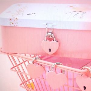 Elegant pink heart lock ❤️ with a key for drawers in the gym.